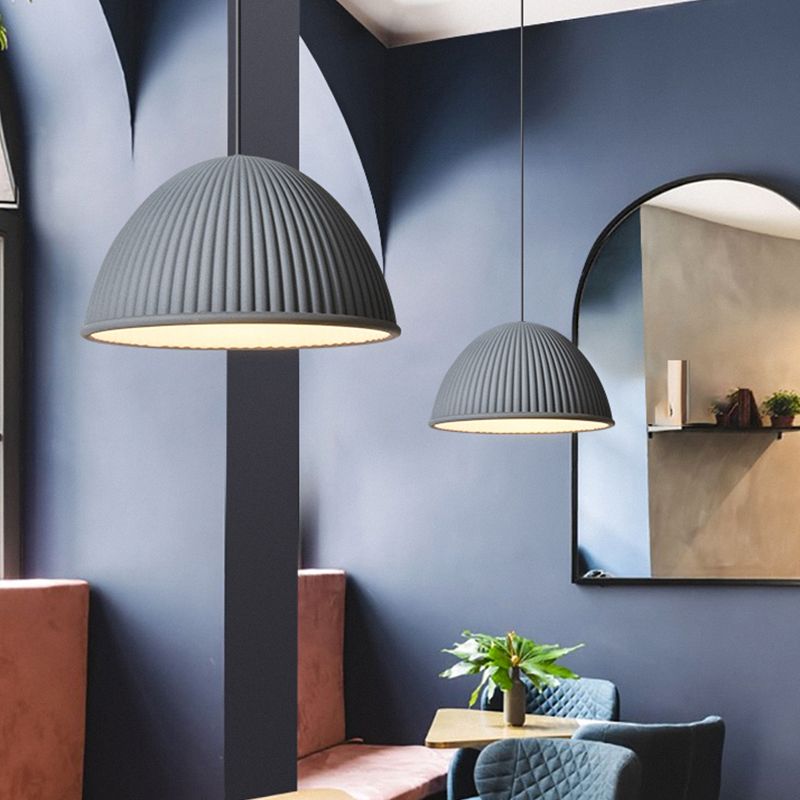 Salle à manger suspendue résine 1 ampoule de style macaron de style macaron en dôme