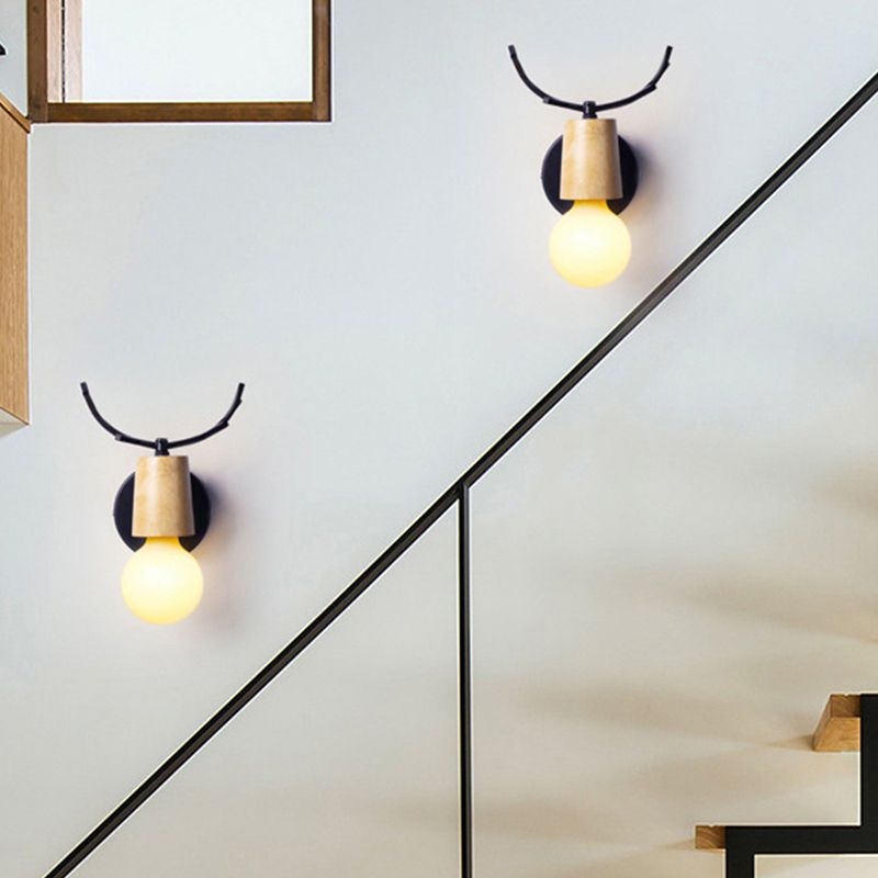 Geometric Wall Lighting Fixtures Modern Style Wood 1 Light Wall Lighting