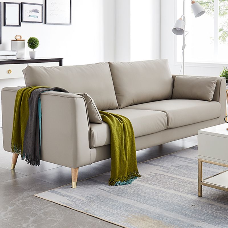 Contemporary Faux Leather Square Arm Sofa Cushions Standard Sofa