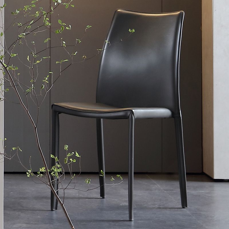 Faux Leather Stackable Dining Chairs Modern Armless Side Chair