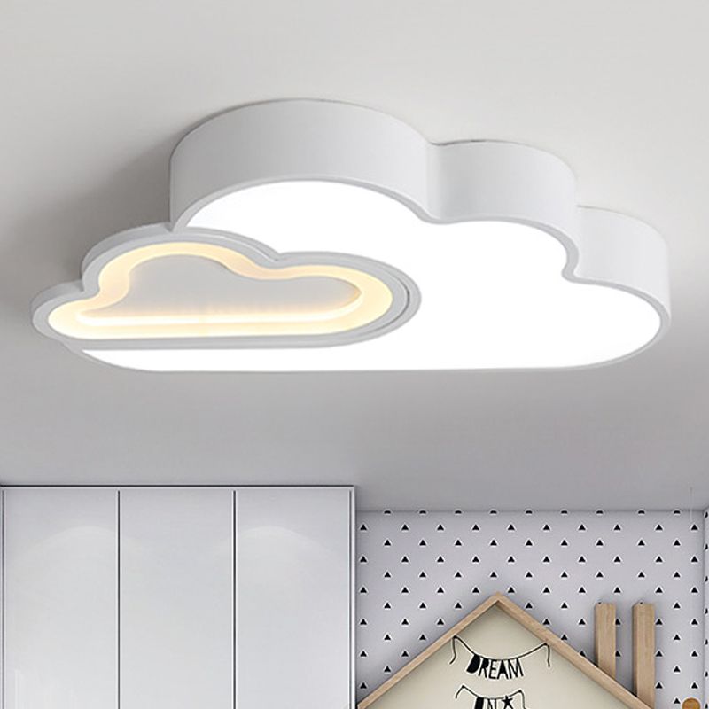 Flat Cloud LED-plafondmontagelamp, hedendaagse acrylplafondlamp in wit voor kinderslaapkamer