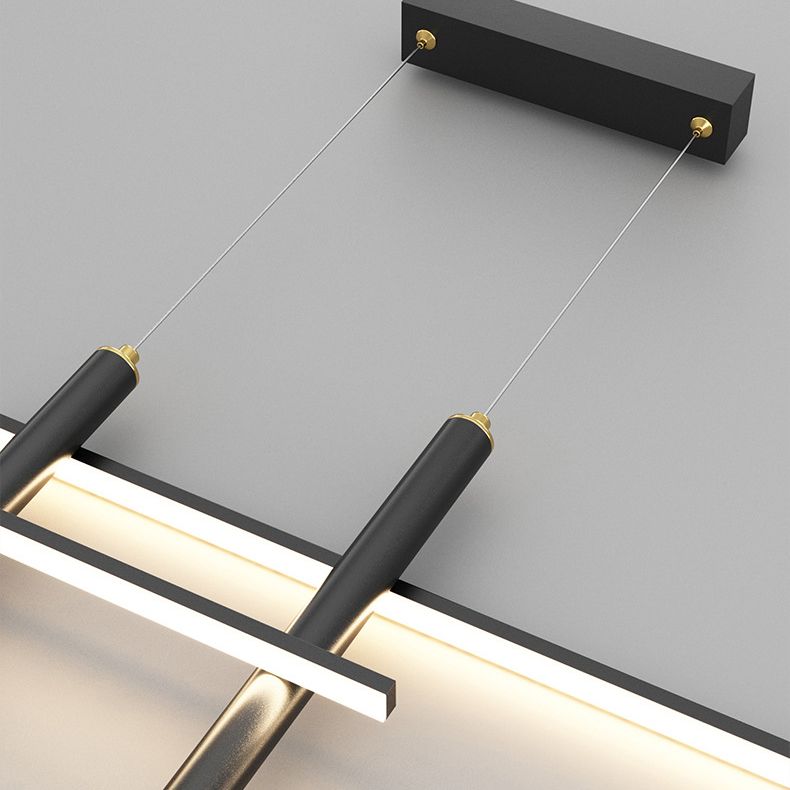 Metal Linear Shape Hanging Lights Modern 4 Lights Pendant Light Fixtures