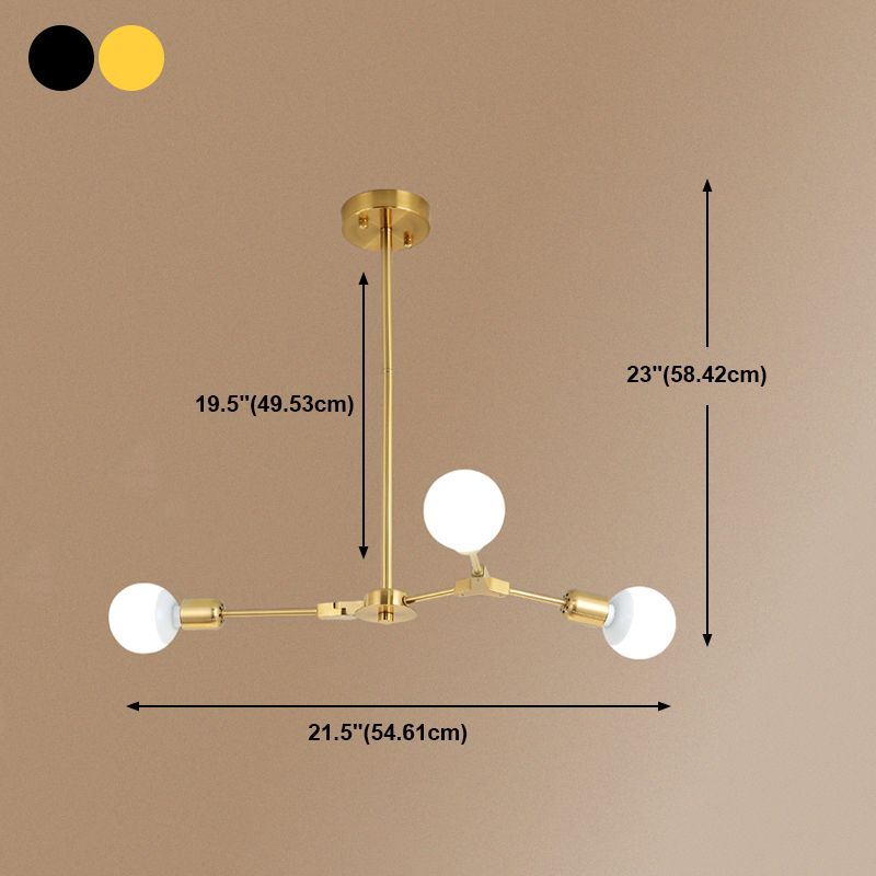 Postmodern Bare Bulb Hanging Light Metal Chandelier Light for Dining Room