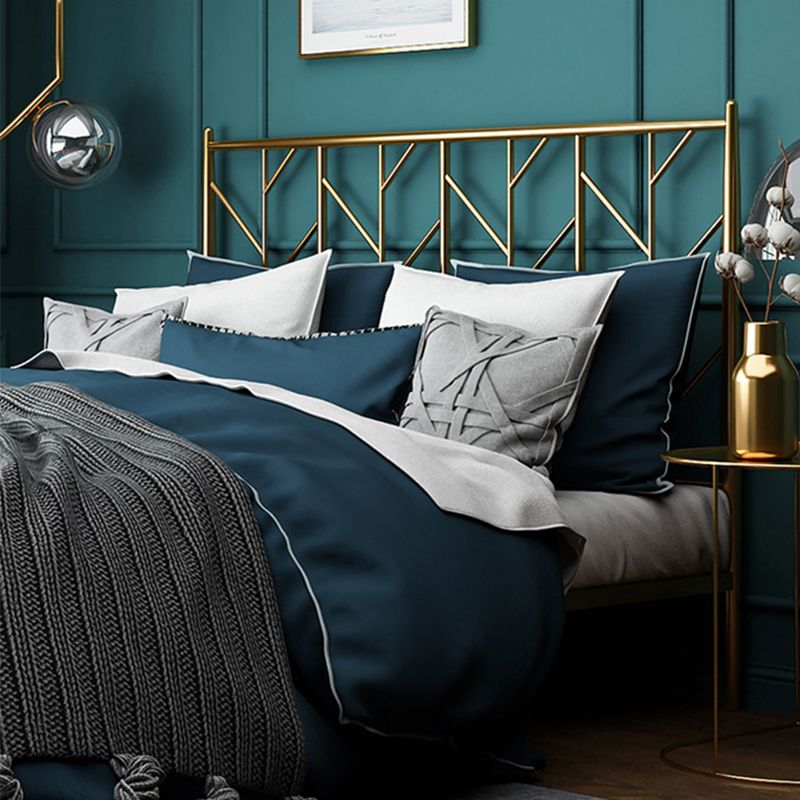 Glam Open-Frame Bed with Iron Rectangle Headboard and Legs Bed