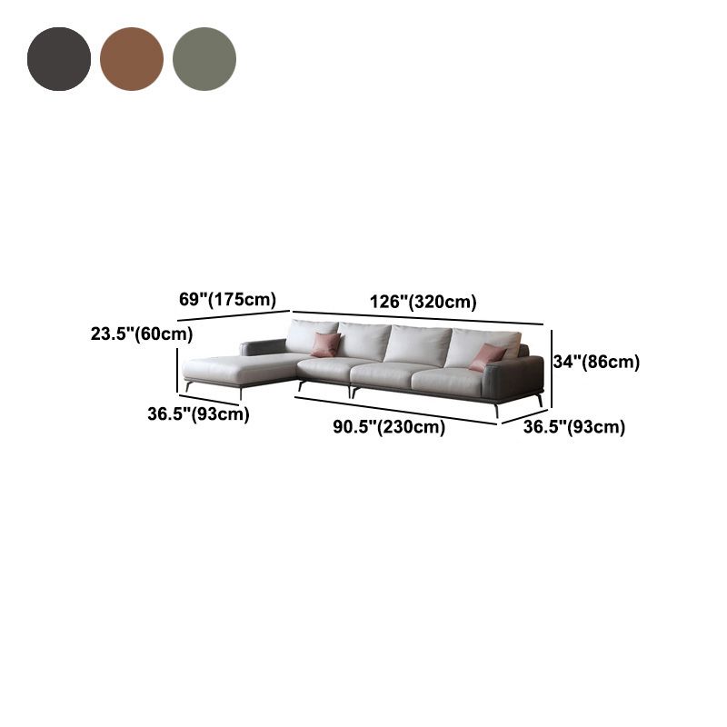 Faux Leather Pillow Back Sectionals/Sofa with Square Arm for Living Room
