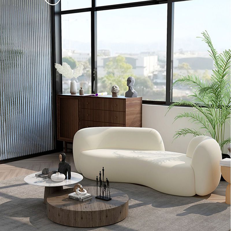 Contemporary Fabric Curved Sofa Tight Back Tuxedo Arm Seating