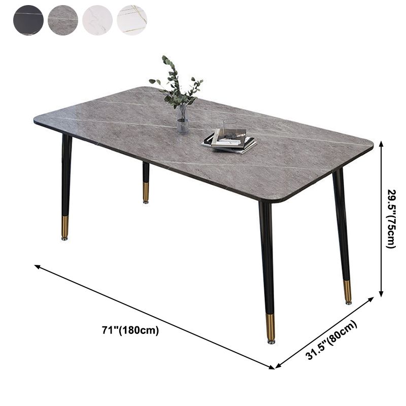 Contemporary Home Sintered Stone Scratch Resistant Dining Table Rectangle Table with 4 Legs Base