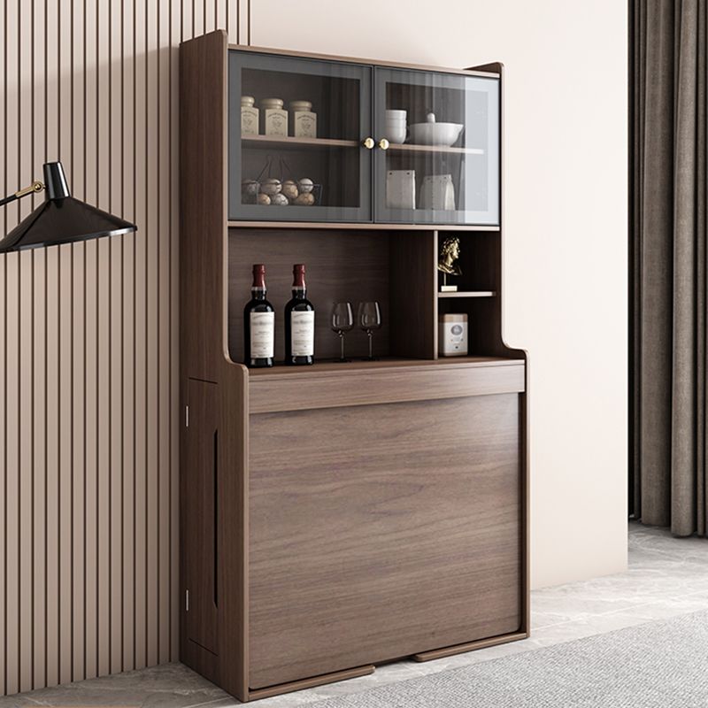 Modern Rectangle Folding Wood Dining Table for Small Space with Storage