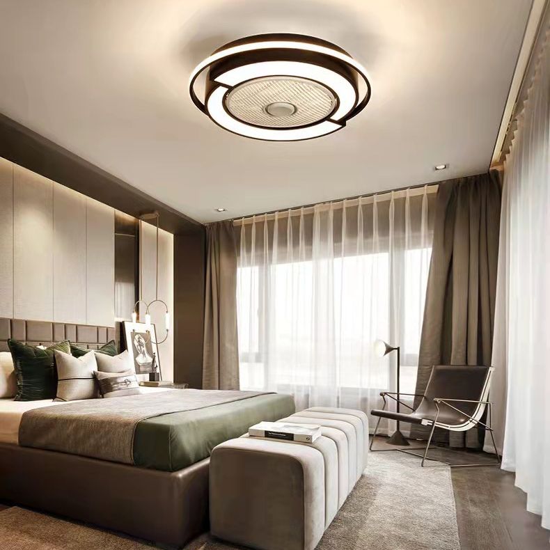 Spleißen trommelförmige LED -Deckenventilator Leuchte Nordische Metall Schlafzimmer Halbflush Mount Leuchte