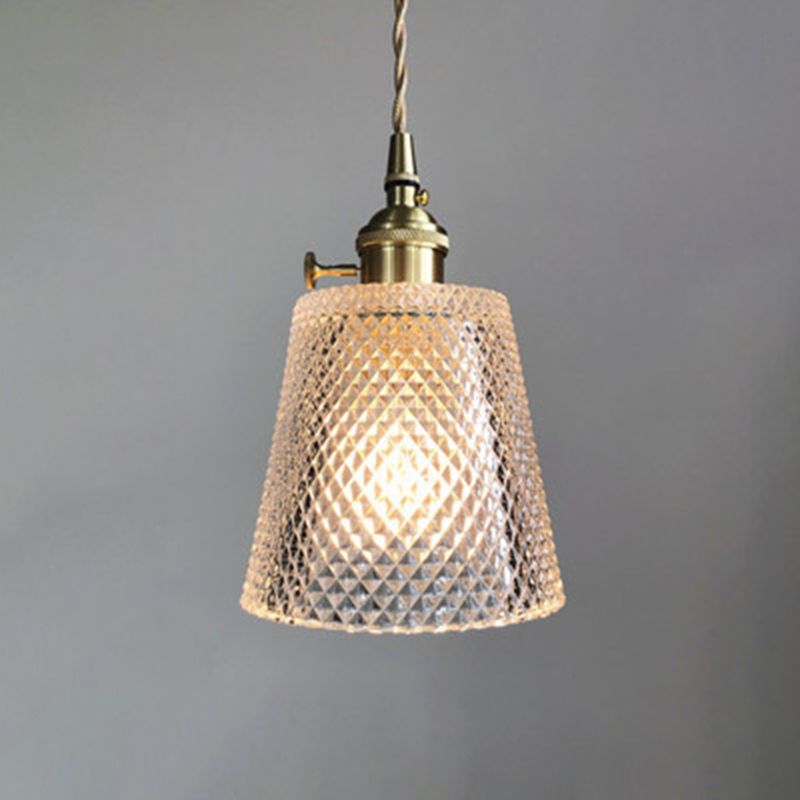 1-Licht-Anhängerlampe Japanischer Stil Ripple Glassschatten Hängende Lampe für Cafe
