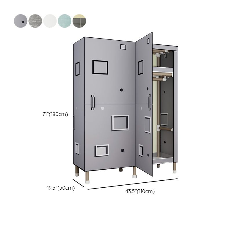 Foldable Freestanding Wardrobe Metal Frame Multifunctional Wardrobe for Bedroom