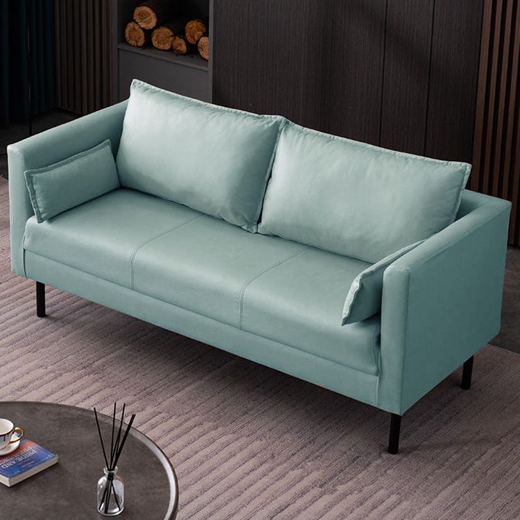 30.7" High Glam Sofa Faux Leather Tuxedo Arm Sofa with 2 Pillows