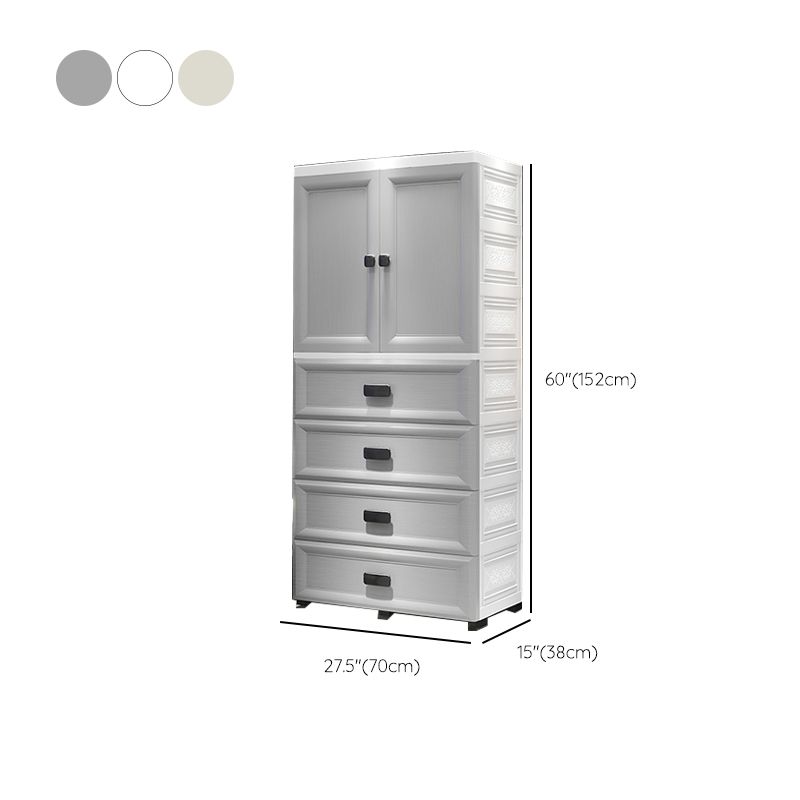 Modern Plastic Storage Cabinet for Bedroom Matte Finish Cabinet with Hinged Door