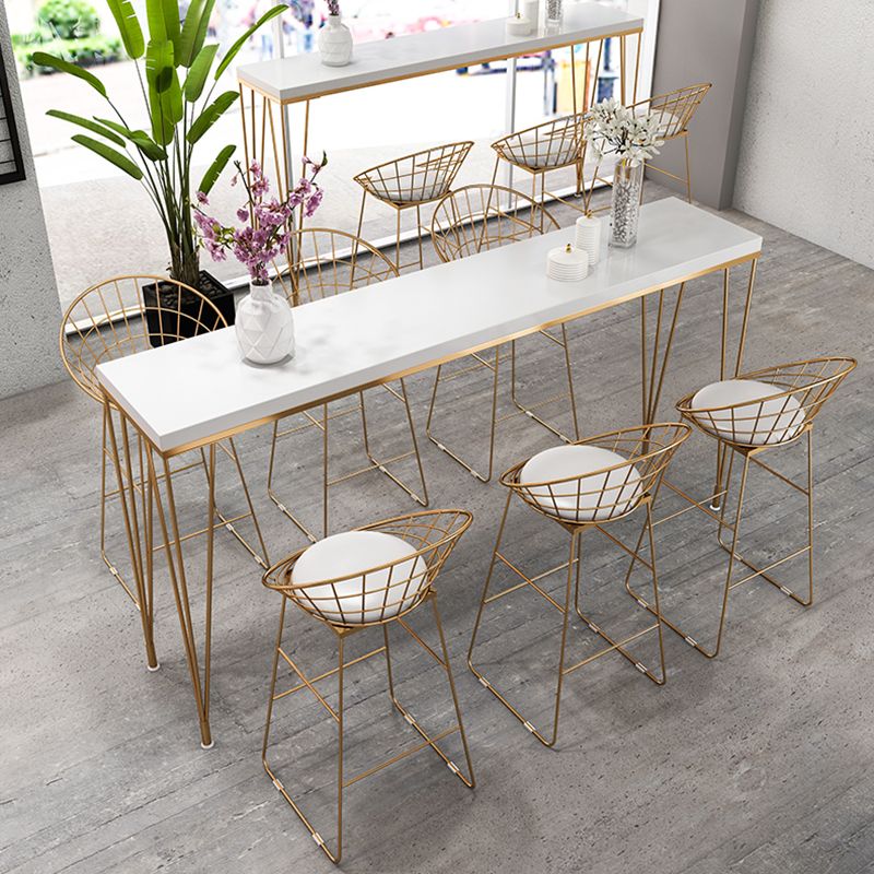 Glam 1/2/4/7 Pieces Bar Table Set Rectangle Wood Counter Table with High Stools