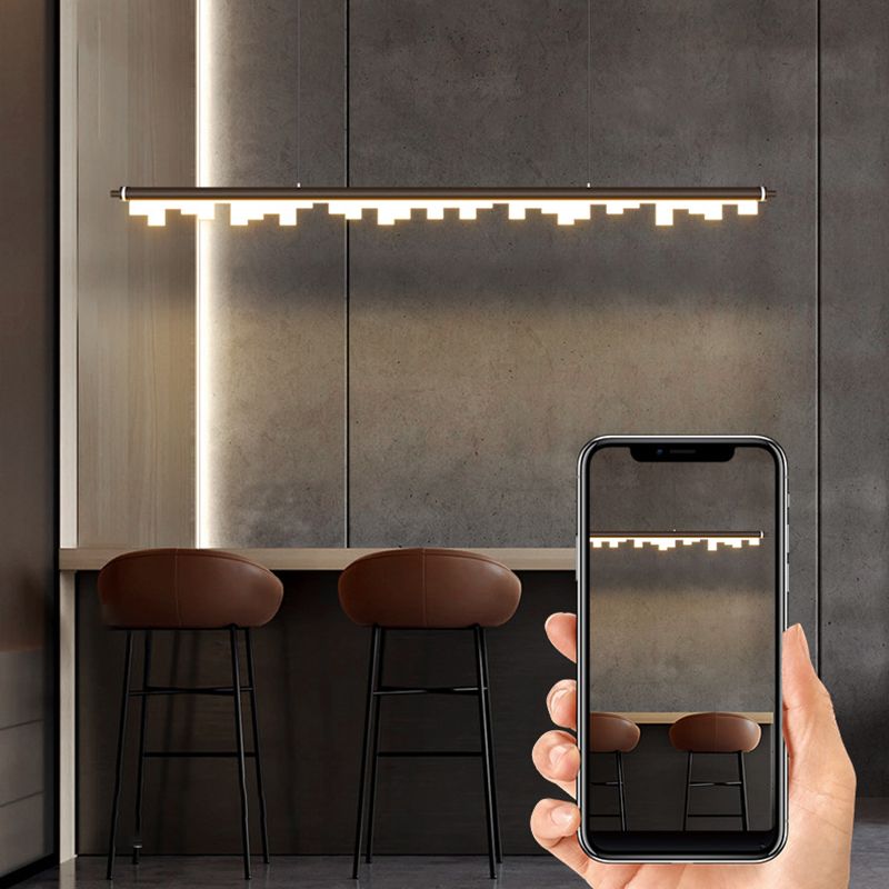 LED Pendant Light Fixture Linear Shape Hanging Lamp with Acrylic Shade for Dining Room