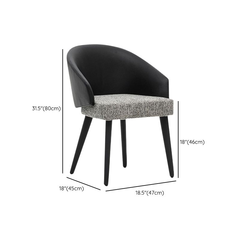 Home Industrial Dining Chair Kitchen Wood Dining Chair in Black Legs