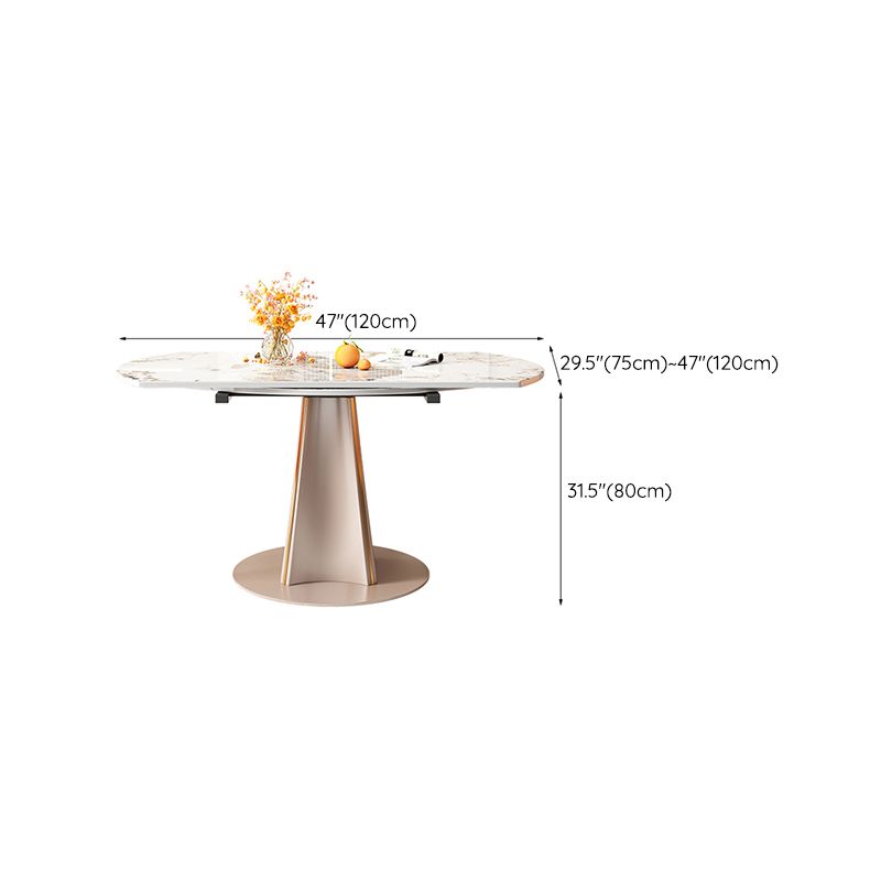 Rectangular Dining Table Modern Stone Table Top with Gold Metal Legs