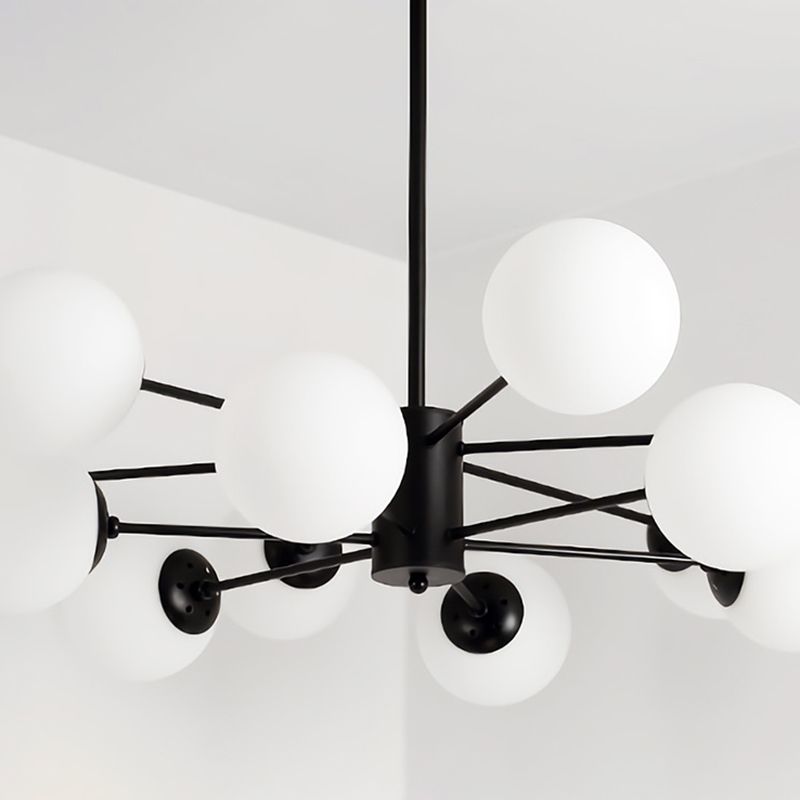 Modern Simplicity Round Ceiling Chandelier Milk Glass Hanging Light for Living Room