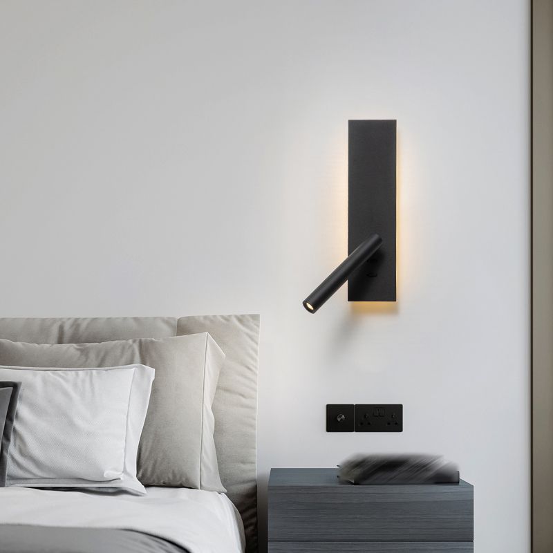Modern Aluminum Wall Light Rectangle 2 Lights Reading Wall Sconce for Bedroom