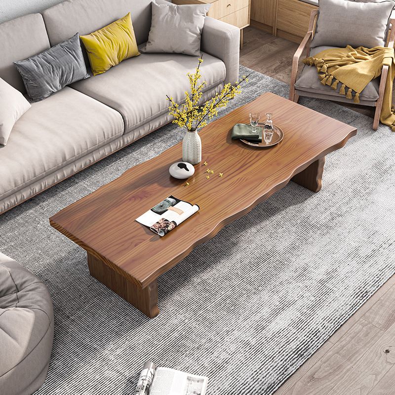 Solid Wood Coffee Table Rectangle Dark Brown Sled Coffee Table