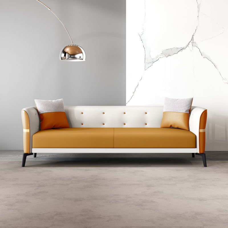 Modern Style Sofa Imitation Leather Sponge Upholstered Overturned Armchair Sofa Bed