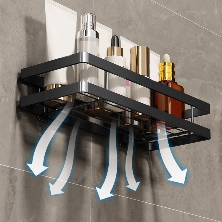 2 Piece Bath Shelf in Matte Black Metal Bathroom Hardware Set