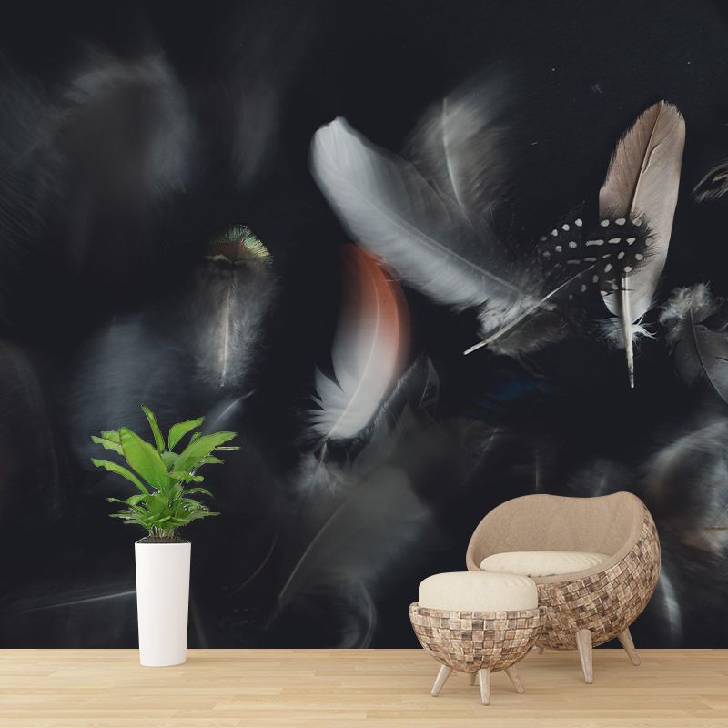 Soft Feather Wall Mural Wallpaper Mildew Resistant Wall Covering for Decoration