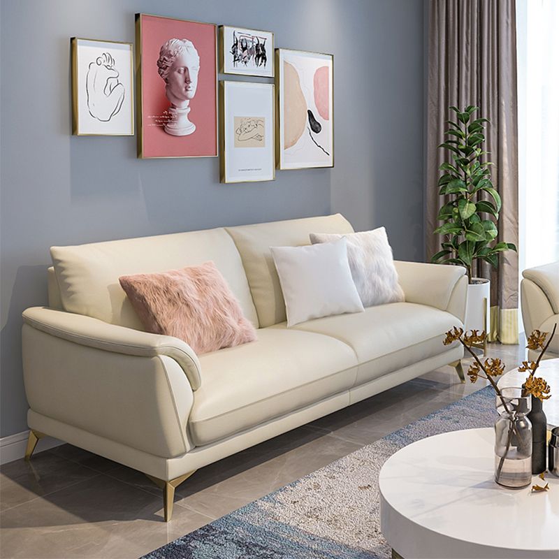 Stain Resistant Leather Contemporary Standard Settee Bench in White
