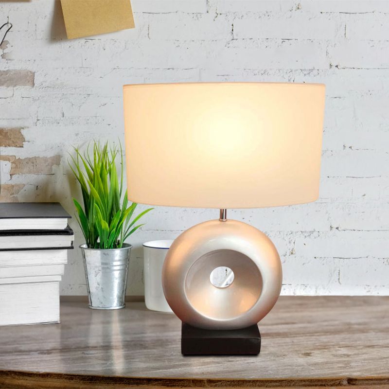 Resin zilver/zwarte tafel lichtcirkel 1 bol overgangs nachtkastje licht met rechthoek/trommelstoffabricages