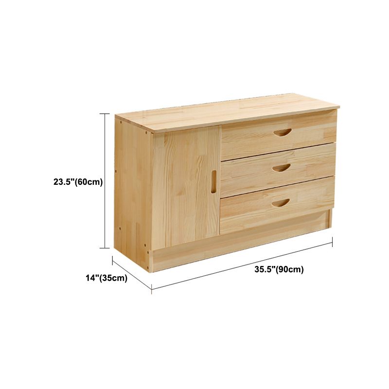Scandinavian Style TV Stand Pine Wood Open Enclosed Storage TV Console