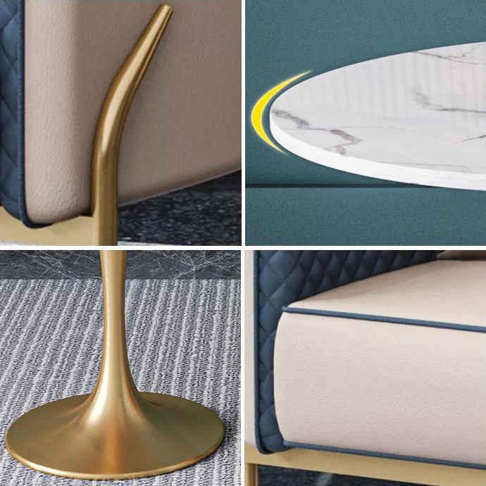 Glam Sintered Stone White Dining Room Set with Round Table Formal Dining Table Furniture