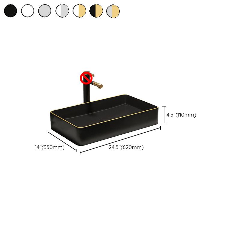 Rectangular Trough Sink Modern Simple Porcelain Trough Bathroom Sink