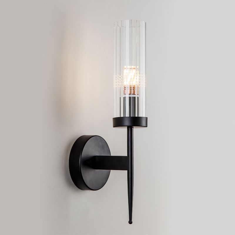 Iron Sconce Light with Clear Crystal Shade Postmodern Wall Lighting Fixtures