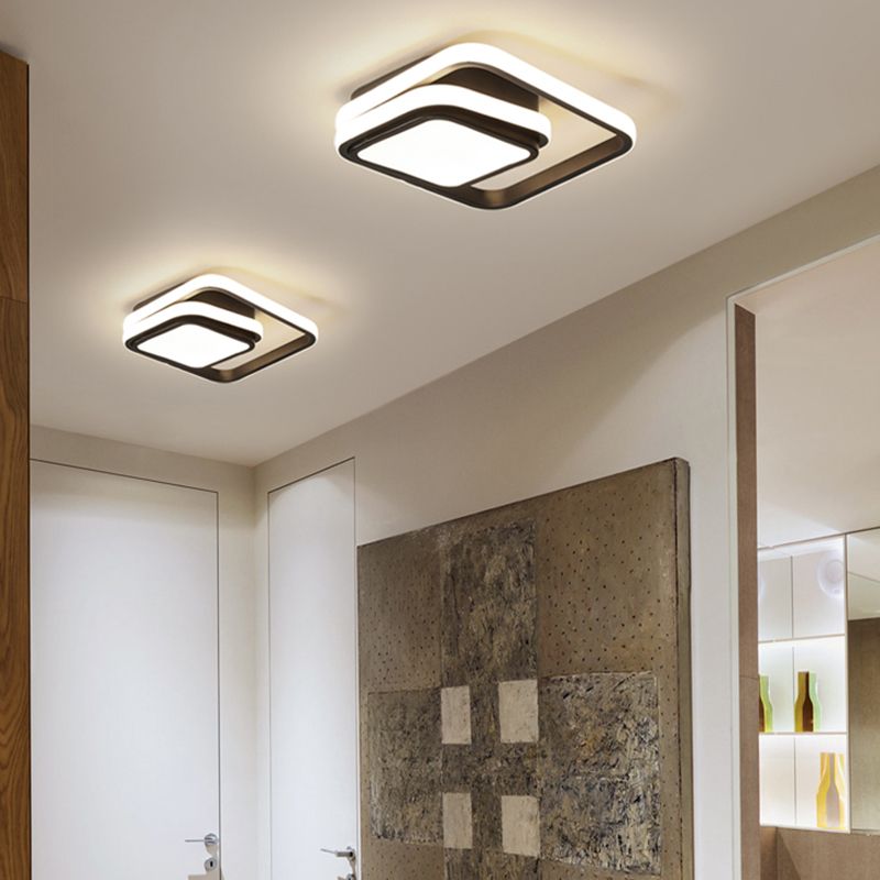Plafonnier Led carré en aluminium, finition noire moderne, luminaire de plafond pour Foyer