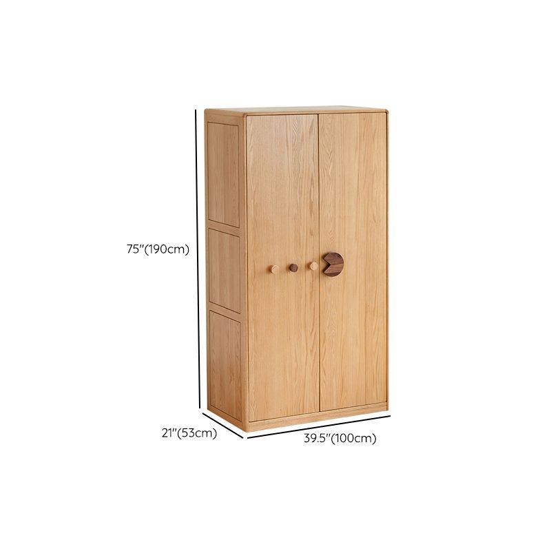 Oak Kids Closet Modern Kid Wardrobe with Garment Rod and Shelved