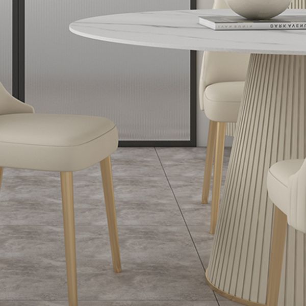 Modern Round Dining Table Stone Top Table with Pedestal Base