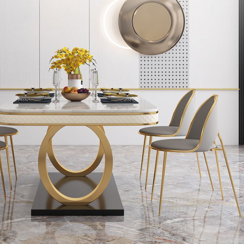 Modern 1/2/5/7 Pieces Dining Set Marble Dining Table with Leather Chairs