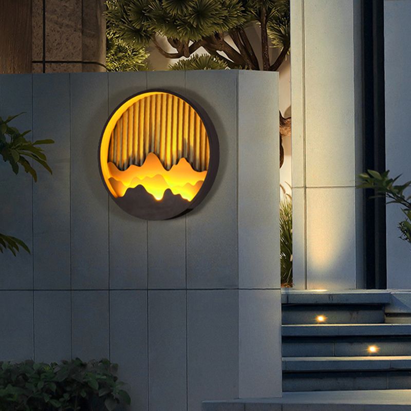 Circle Wall Sconce Contemporary Outdoor Wall Light Fixture for Courtyard