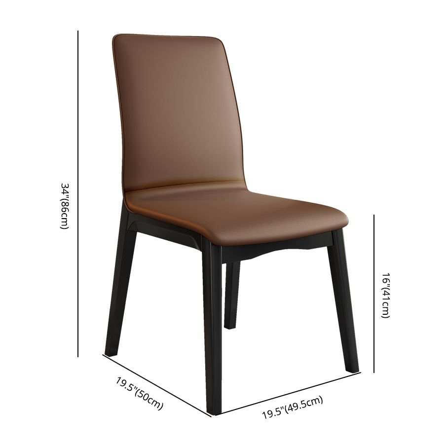 Moderne Küchenlederquadrat -Essstühle Parsons Stuhl mit Holzbeinen
