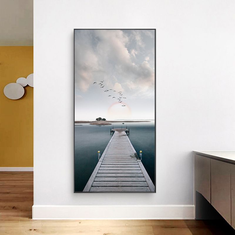 Soft Color Contemporary Art Print Seaside View Wrapped Canvas for Kitchen, Multiple Sizes