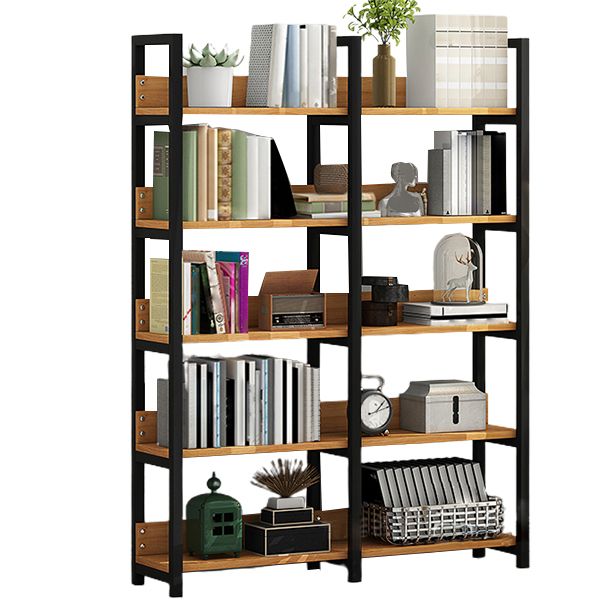 Open Multi-layer Bookshelf Modern Steel Wood Home Living Room Bookcase
