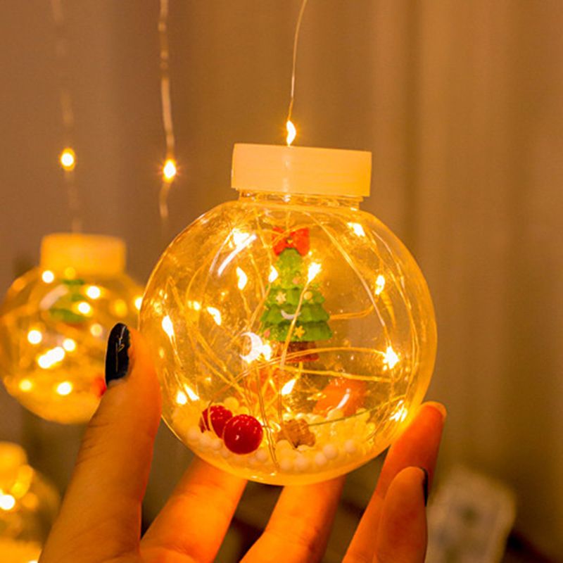 Nordic Wishing Ball String Lamp Plastic 12-Lights Indoor Curtain Lights in Clear