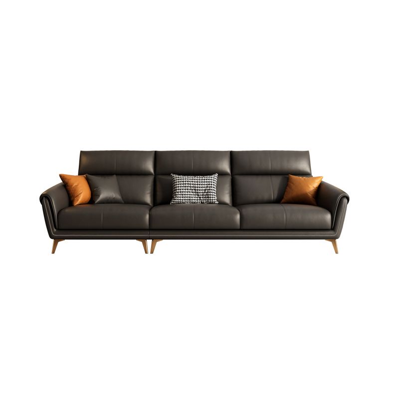 Contemporary Black Sewn Pillow Back Sloped Arm for Living Room Sofa