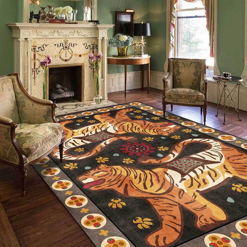 Distinctive Tiger Pattern Rug Trendy Modern Carpet Polyester Friendly Washable Rug for Home Decor