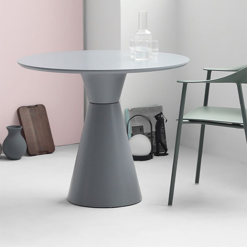 28.3 " H Single Leg Metal Base Solid Color Round Slate Coffee Table For Apartment