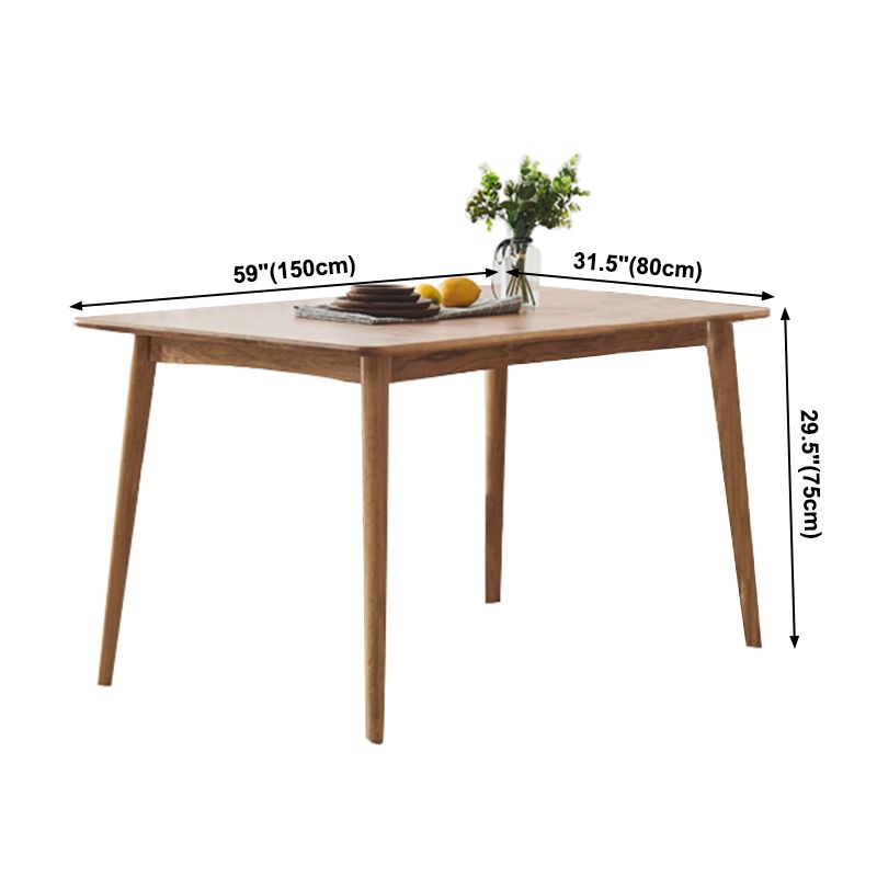 Rectangle Oak Wood Table in Nature Modern Dining Table with Wooden 4 Legs