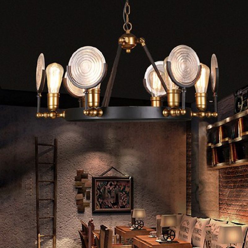 Luces de techo colgantes negros vintage Candelera colgante de metal para comedor