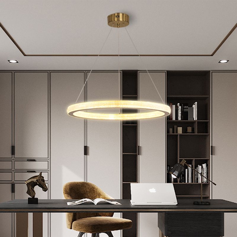 1/3/4-Tier Circle Acrylic Suspension Pendant Minimalism Brass LED Chandelier Light Fixture