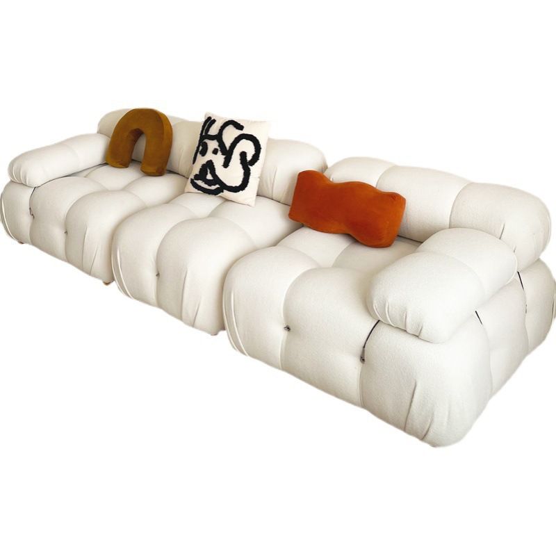 Foam Scratch Resistant Settee White Tight Seat Sofa with Nailhead