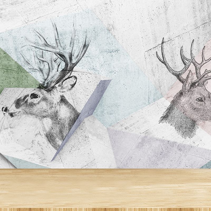 Illustration Tame Moose Mural Decal for Living Room, Soft Color, Custom Size Available